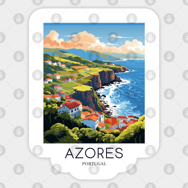 A Pop Art Travel Print of Azores - Portugal Sticker by Studio Red Koala